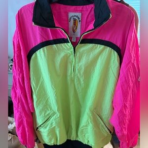 Hotdogger Neon Pink and Green Women's pill over quarter zip